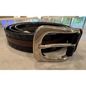 Mens Torino Weaved Leather Exotic Black Brown Belt Sz 40?